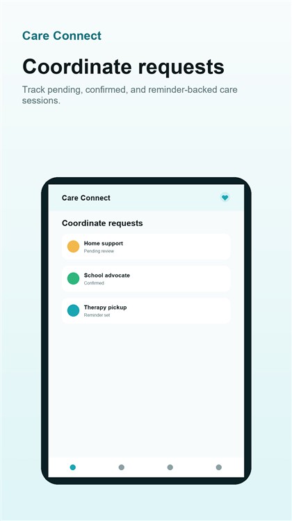 Coordinate care requests screen